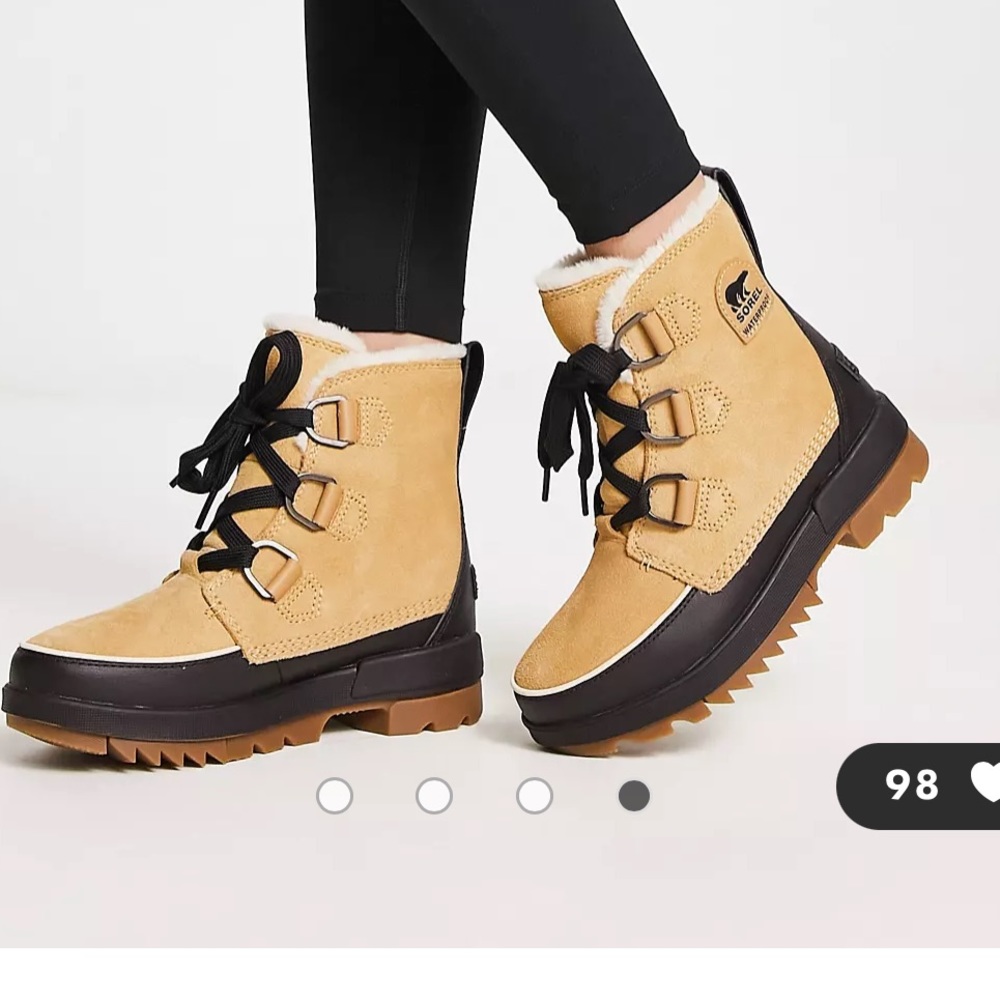 Sorel Tivoli II Tan Brown Suede Leather Slip On Lace Up Heel Snow Boots NWT